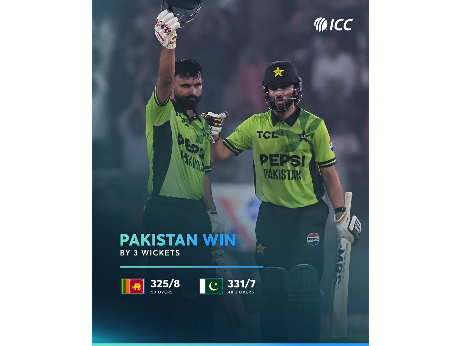 Pakistan beat Sri Lanka by three wickets to seal ODI tri-series title. (Photo: X/@ICC)