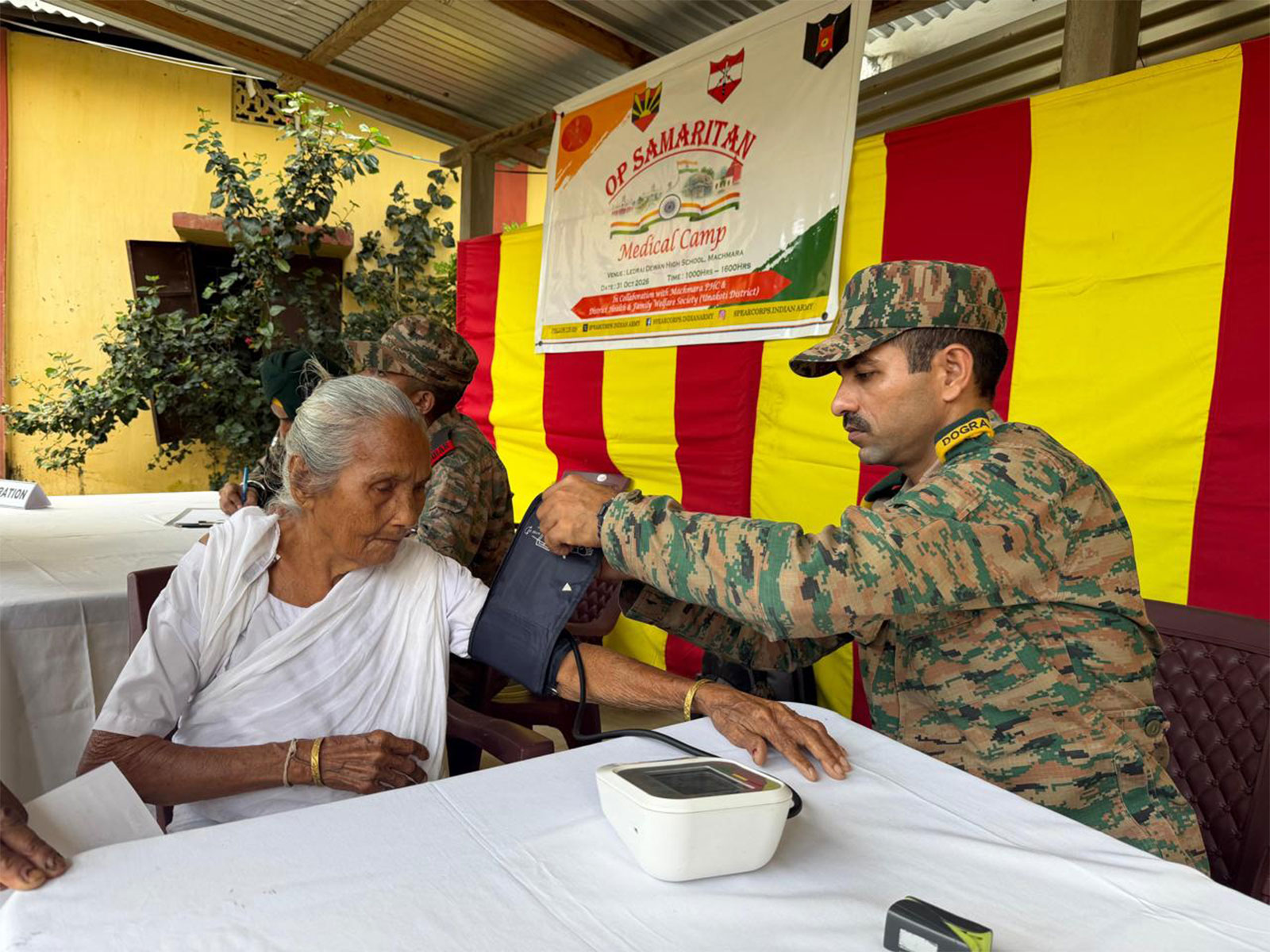 Indian Army officer checks blood pressure (Photo/Indian Army)