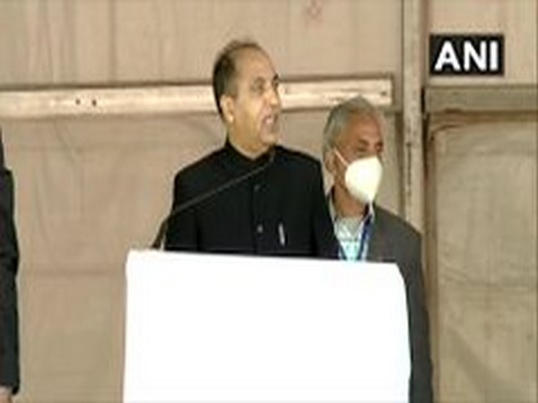Himachal Pradesh CM Jairam Thakur speaking at a public rally on Saturday. Photo/ANI
