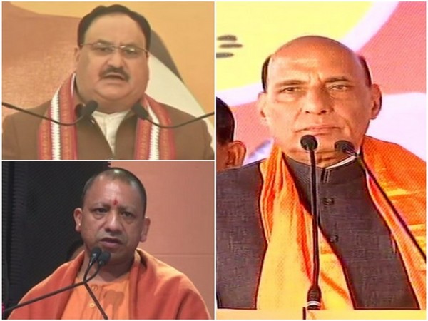 Defence Minister Rajnath Singh, BJP national president JP Nadda and Uttar Pradesh Chief Minister Yogi Adityanath Defence Minister Rajnath Singh, BJP national president JP Nadda and Uttar Pradesh Chief Minister Yogi Adityanath