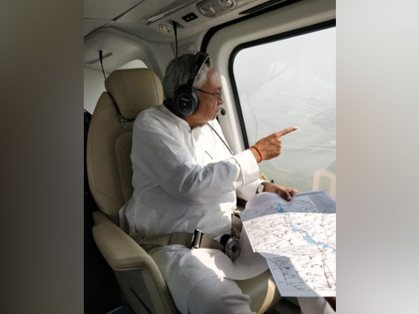 Bihar CM Nitish Kumar conducts aerial survey of flood-affected areas in Madhubani
