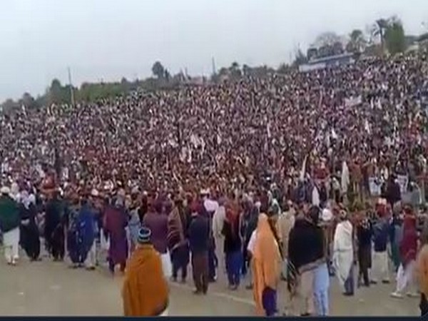 A grab from a clip posted by a Twitter user of Pashtun unity march. A grab from a clip posted by a Twitter user of Pashtun unity march.