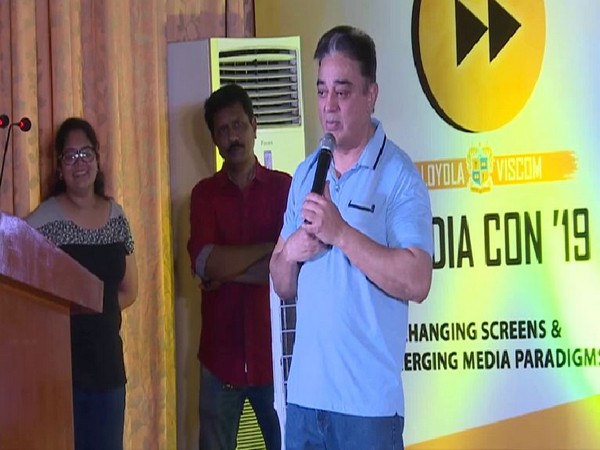 MNM leader Kamal Haasan speaking at a function in Chennai on Thursday. Photo/ANI MNM leader Kamal Haasan speaking at a function in Chennai on Thursday. Photo/ANI