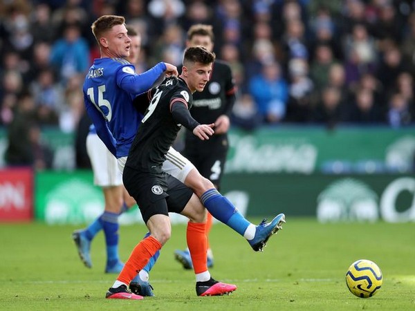 Chelsea's Mason Mount in action with Leicester City's Harvey Barnes Chelsea's Mason Mount in action with Leicester City's Harvey Barnes