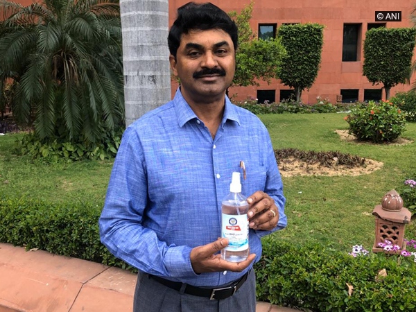 DRDO Chairman Dr G Satheesh Reddy with DRDO-made hand sanitiser in New Delhi. Photo/ANI DRDO Chairman Dr G Satheesh Reddy with DRDO-made hand sanitiser in New Delhi. Photo/ANI