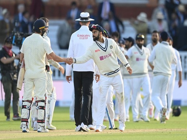 Virat Kohli shakes hands with Mark Wood after Lord's Test win. (Photo/ BCCI Twitter)