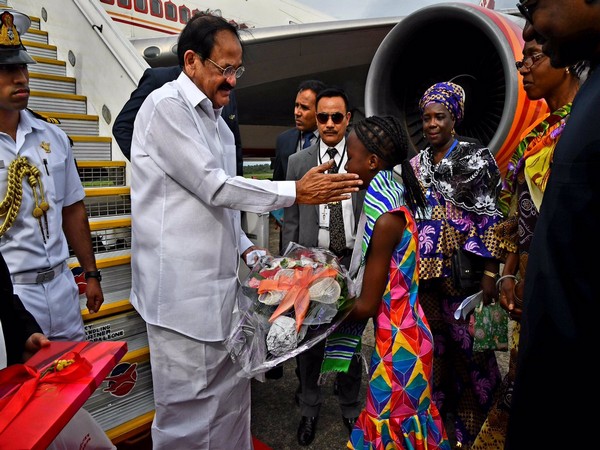 Vice President M Venkaiah Naidu arrived in Sierra Leone on Saturday (Photo tweeted by MEA spokesperson) Vice President M Venkaiah Naidu arrived in Sierra Leone on Saturday (Photo tweeted by MEA spokesperson)