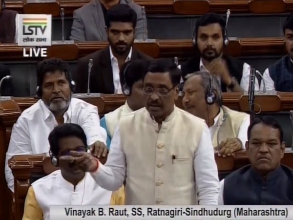 Shiv Sena MP Vinayak Bhaurao Raut speaking in Lok Sabha on Monday. Photo/LSTV