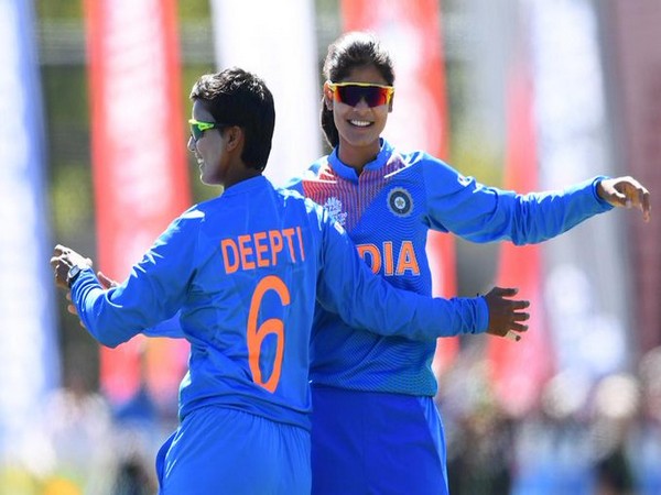 Indian spinner Radha Yadav celebrates with Deepti Sharma after dismissing Sri Lankan batter (Photo/ T20 World Cup Twitter) Indian spinner Radha Yadav celebrates with Deepti Sharma after dismissing Sri Lankan batter (Photo/ T20 World Cup Twitter)
