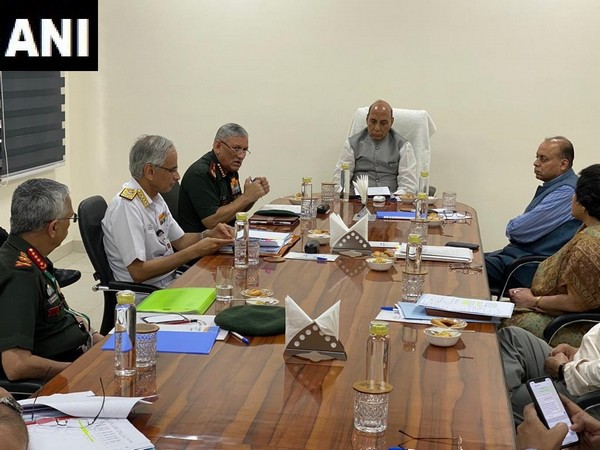Defence Minister Rajnath Singh chairing the review meeting. Photo/ANI Defence Minister Rajnath Singh chairing the review meeting. Photo/ANI