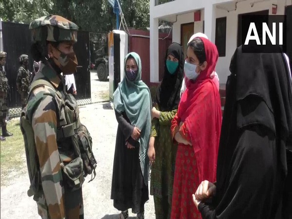 Army organises interaction session for female students with riflewomen of Assam Rifles. (Photo/ ANI)