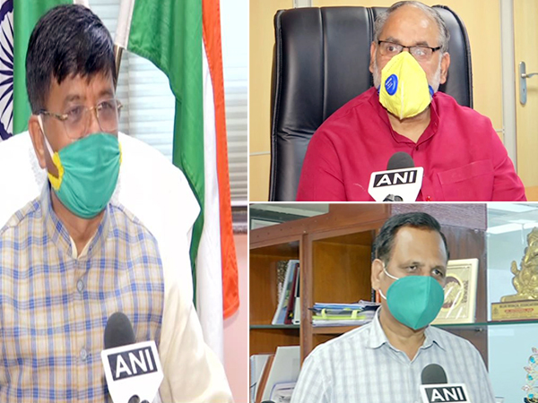Bhupendra Gupta, Jai Prakash of MCD and Delhi Health Minister Satyendar Jain Bhupendra Gupta, Jai Prakash of MCD and Delhi Health Minister Satyendar Jain