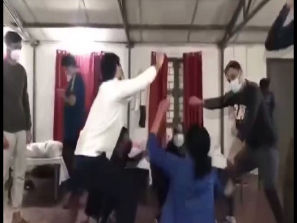 Students rescued from China dancing at the quarantine facility in Manesar in Haryana on Sunday. Photo/ANI Students rescued from China dancing at the quarantine facility in Manesar in Haryana on Sunday. Photo/ANI