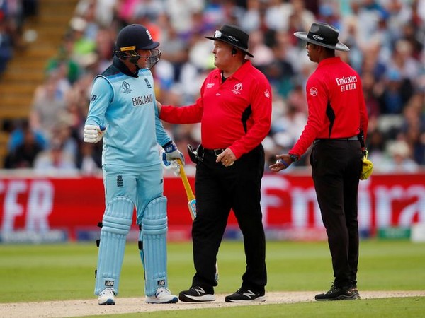 England batsman Jason Roy with on-field umpires during semi-final match against Australia at Edgbaston on Thursday. England batsman Jason Roy with on-field umpires during semi-final match against Australia at Edgbaston on Thursday.