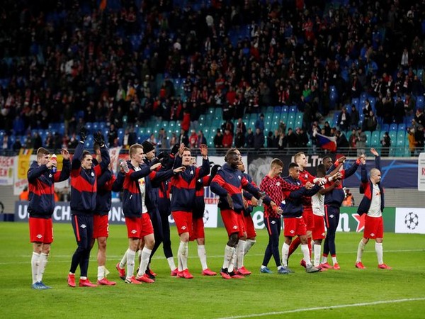 RB Leipzig players celebrate after the match RB Leipzig players celebrate after the match