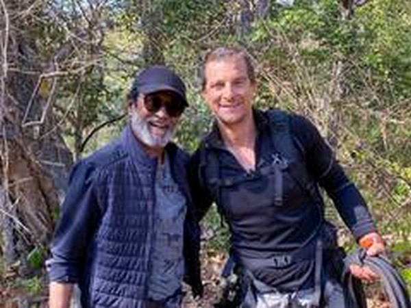 Superstar Rajinikanth with British adventurer Bear Grylls Superstar Rajinikanth with British adventurer Bear Grylls