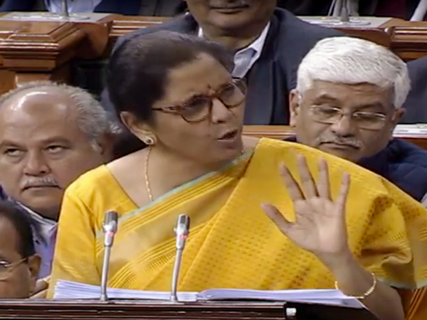 Finance Minister Nirmala Sitharaman speaking in Parliament during budget presentation on Saturday. Finance Minister Nirmala Sitharaman speaking in Parliament during budget presentation on Saturday.