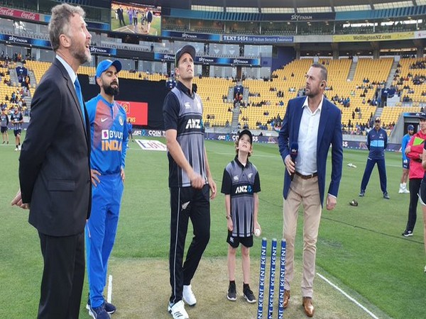 Both the captains in the middle for the toss. (Photo/BCCI Twitter) Both the captains in the middle for the toss. (Photo/BCCI Twitter)