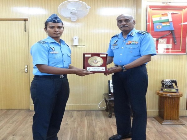 Indian cricketer Shikha Pandey and Air Marshal MSG Menon Indian cricketer Shikha Pandey and Air Marshal MSG Menon