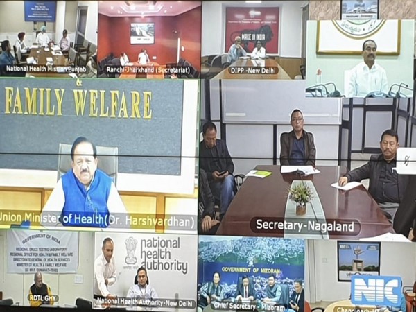 Union Health Minister, Dr Harsh Vardhan during the video conference with the state health ministers. Photo/ANI Union Health Minister, Dr Harsh Vardhan during the video conference with the state health ministers. Photo/ANI