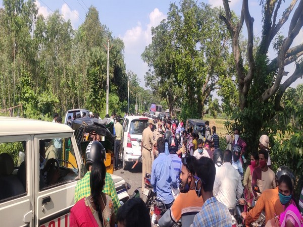 Visuals from the accident site of Speaker Tammineni Sitaram's vehicle (Photo/ANI)