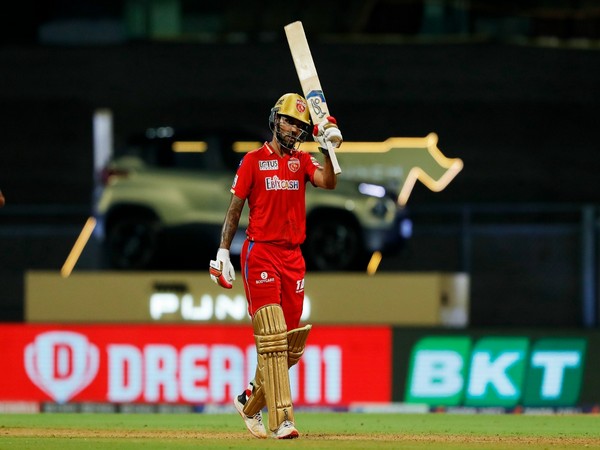Shikhar Dhawan celebrates after scoing a half-century against CSK (Image: PBKS)
