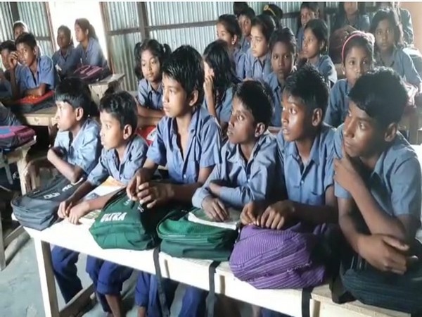 Students at Kalardiya Lower Primary school in Assam's Nalbari (Photo/ANI)