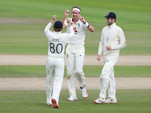 England's Stuart Broad celebrates with the teammates England's Stuart Broad celebrates with the teammates
