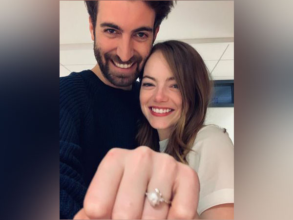 Emma Stone and Dave McCary posing with the engagement ring (Source: Dave McCary's Instagram) Emma Stone and Dave McCary posing with the engagement ring (Source: Dave McCary's Instagram)