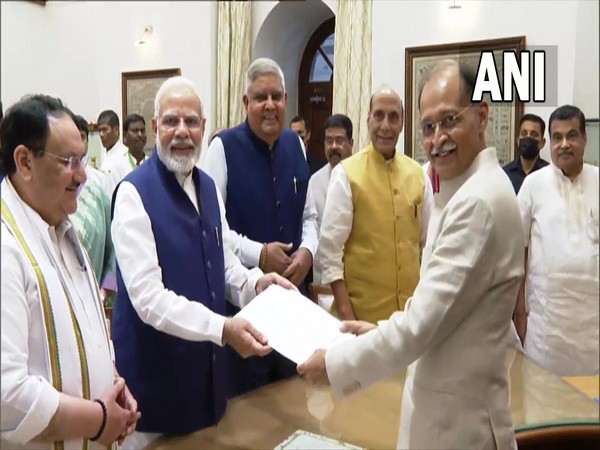 Jagdeep Dhankhar files his nomination for the Vice Presidential elections, as the candidate of NDA. (Photo/ANI)