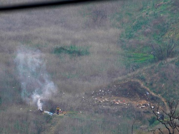 A view of the site where the helicopter crashed in California on Sunday A view of the site where the helicopter crashed in California on Sunday