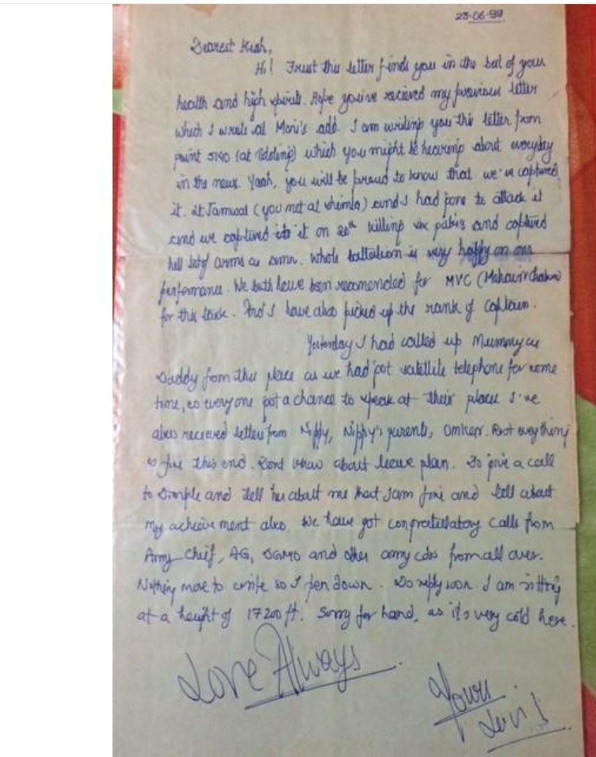 Sidharth Malhotra Shares Picture Of Captain Vikram Batra S Hand Written Letter