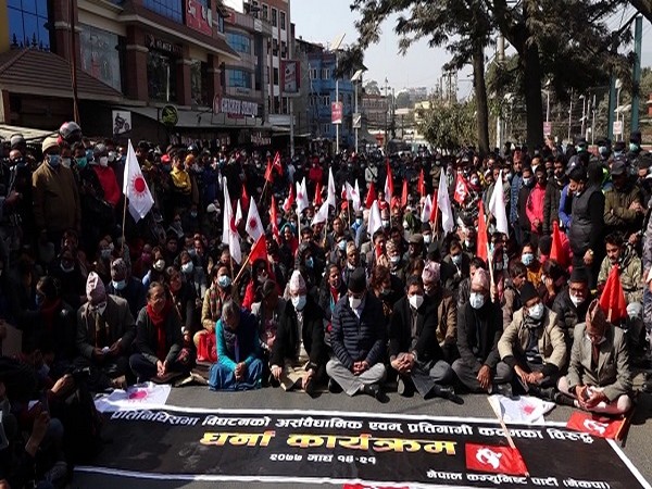 Three Nepali former Prime Ministers participate in sit-in-protest against Parliament dissolution