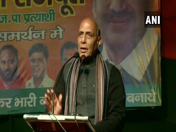 Union Minister Rajnath Singh speaking at a public rally in New Delhi on Saturday. Union Minister Rajnath Singh speaking at a public rally in New Delhi on Saturday.