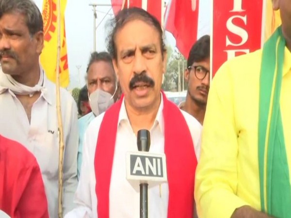 K Ramakrishna, CPI, state secreatry, speaking to ANI during Bharat Bandh protest on Friday.