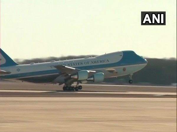 Air Force One takes off from Andrews Air Force Base in Maryland, US on Sunday. Air Force One takes off from Andrews Air Force Base in Maryland, US on Sunday.