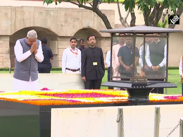 Vice President-elect Jagdeep Dhankhar pays tribute to Mahatma Gandhi at Rajghat
