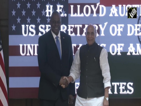 Defence Minister Rajnath Singh holds a bilateral meeting US Defence Secretary Lloyd J Austin III