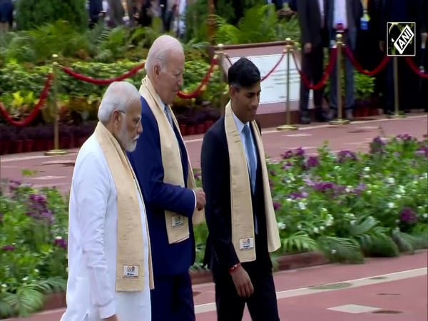 PM Modi, Prez Biden, PM Rishi Sunak walk together after paying homage to Mahatma Gandhi at Raj Ghat
